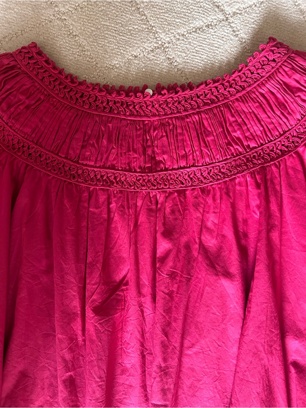 MERLETTE Women's Smocked Neck Puff Sleeve Top-Lined - Picture 5 of 7